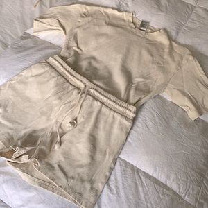 Ribbed Cream Lounge Set